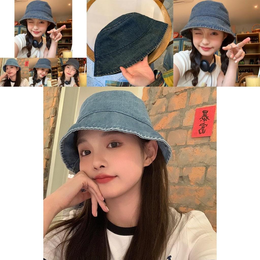 Vintage Denim Bucket Hat Lightweight Sun-proof Fisherman Style For Casual Wear