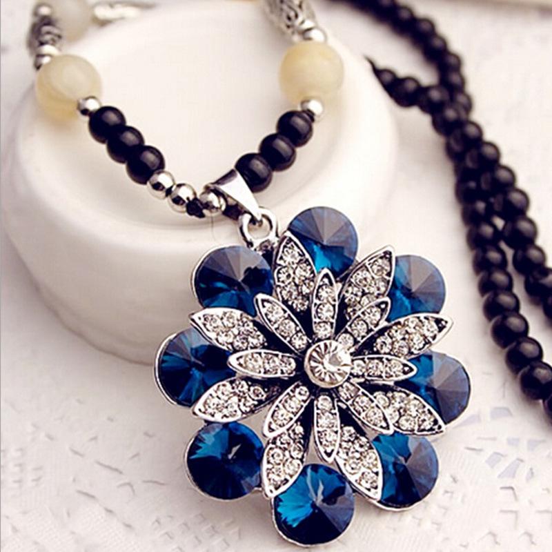 Ethnic Style Long Necklace: Retro Water Drop Pendant with Colored Shell for Fall/Winter