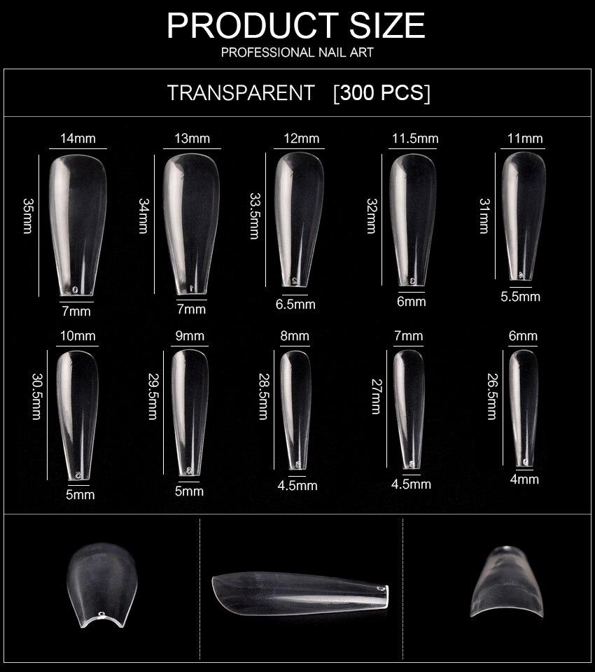 kads 500pcs False Nail Tips Ballerina 3 Colors/Box Nail Coffin Shaped Tips Long Full Cover Fake Nails Art Manicure 10 Size Clear