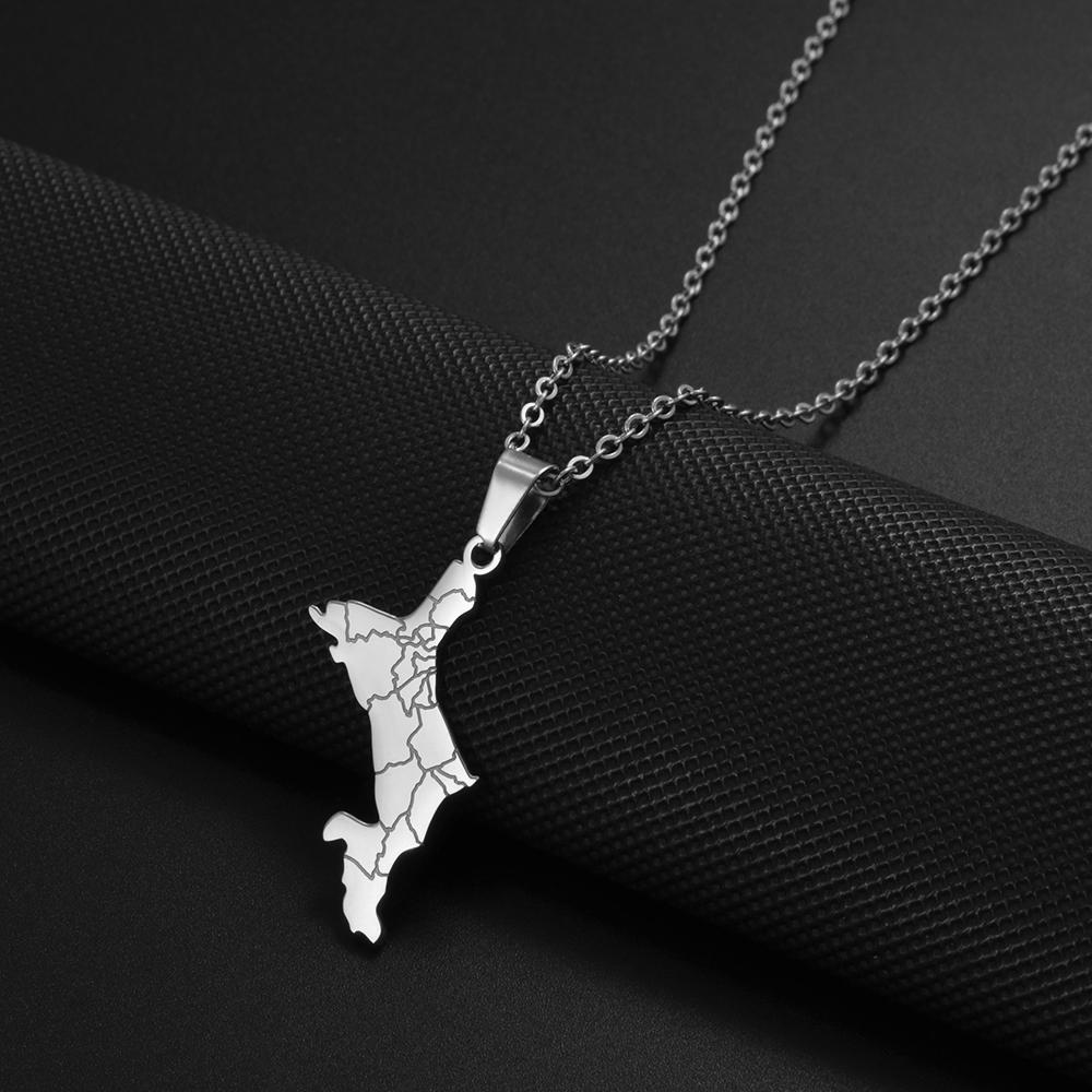 1 Stück Seychellen Karte Anhänger Halsketten Mahe Edelstahl für Damen Mutter Schmuck #572062