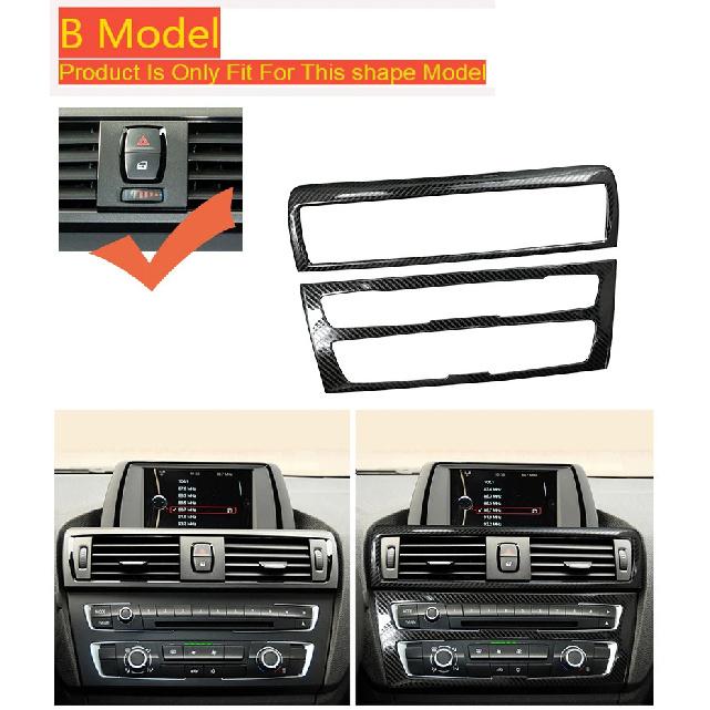 For BMW 1 2 Series F20 F21 F22 F23 2012-2018 Carbon fiber Car Console CD Panel Frame AC Air Vents Cover Sticker Trim Accessories B Carbon fiber Color
