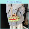 Cute Cartoon Animal Theme Girl's Shoulder Bag Handcrafted Warm Wool Crochet Crossbody Bag For Kids