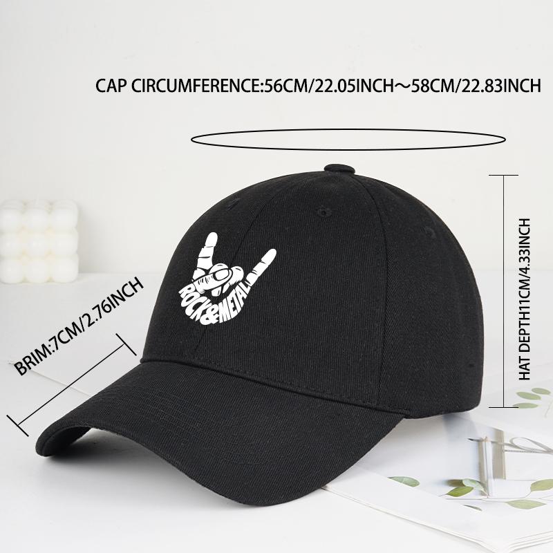Rock & Metal Hand Gesture Baseball Cap Adjustable Unisex Streetwear Heavy Metal Fan Hat