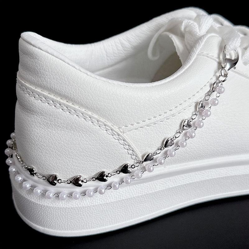 New Multifunctional Fashion Shoe Chain Personality All-match Star Love Pearl Double-layer Shoe Chain Punk Hip-hop Trend Accessories