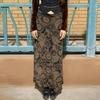 2025 Autumn American Retro Round Print High Waist Slimming Long Skirt