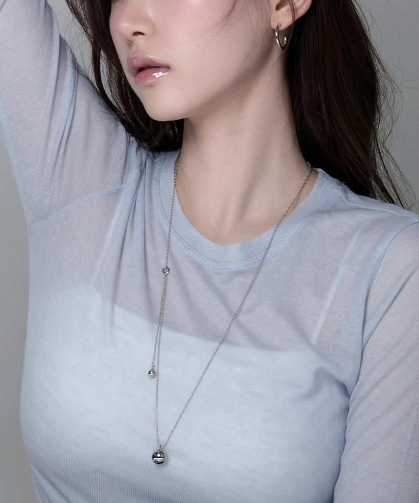 Goldndear 14Kgp Drop Ball Point Long Necklace