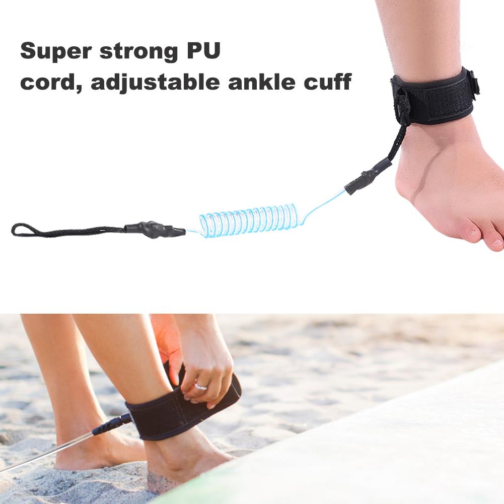 Stand Up Paddle Board Coiled Spring Leg Foot Rope Surfing Leash for Surfboard (blue)