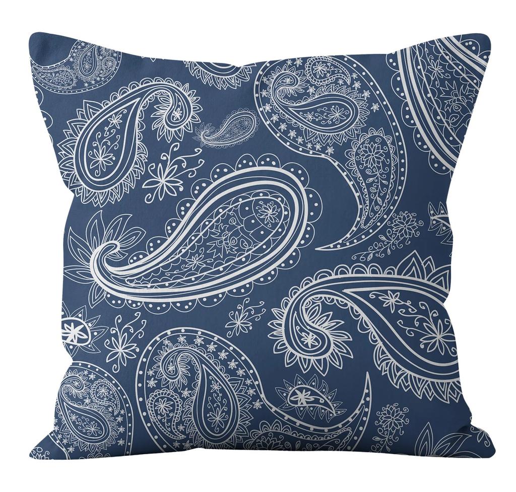 Simple Blue Printed Pillowcase Car Ornaments Office Living Room Home Pillowcase