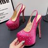 Eilyken Seksi Arkası Açık Iskarpin Aşırı Yüksek Topuklu Platform Kadın Pompaları Tasarımcı Ipek KRISTAL Yuvarlak Ayak Parti Striptizci Ayakkabı