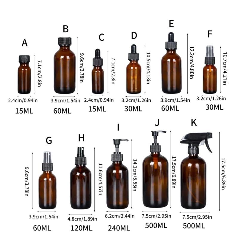 Practical Amber Glass Dispensing Bottle 15ml-500ml Friendly Leakproof Design For Lotions Sanitizers Cosmetics Storage
