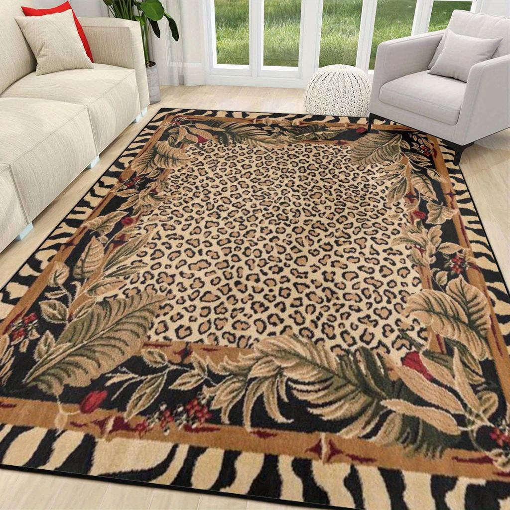 Moynesa Tiger Bohemian Rug for Living Room Retro Tiger Print Carpet Leopard Carpets Dining Room Indoor Doormat Kitchen Area Rug