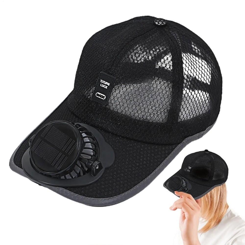 Strong Wind Baseball Cap with Fan UV Protection Breathable Mesh Sun Hat  Beach