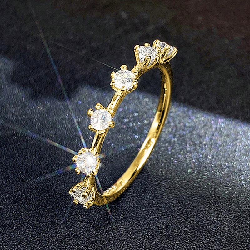 CAOSHI Simple Stylish Design Finger Rings for Women Classic Copper Color Wedding Party Accessories Shiny Cubic Zirconia Zircon 6