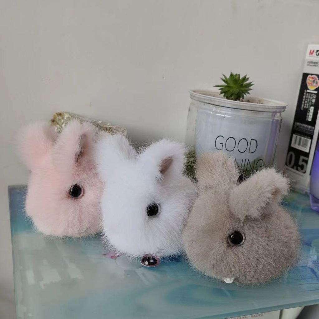 Faux Mink Rabbit Keychain, Plush Soft Car Key Chain Decor, Cute Fluffy Plushie Charm for Women Girls, Luxury Bag & Purse Accessory