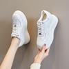 Internet Celebrity Live Broadcast Burst Thick Sole Height Increase Casual Sports Shoes Women 2025 Spring New Muffin Lace-up White Shoes Women