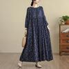 Spring Floral Print Vintage Maxi Dress Long Sleeve Loose Oversize Casual Basic Long Dress for Women Plus Size
