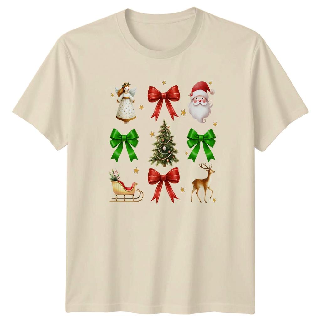 Christmas Holidays Santa Deer Angel Tree Bows Unisexs Unisexs Graphic Tee