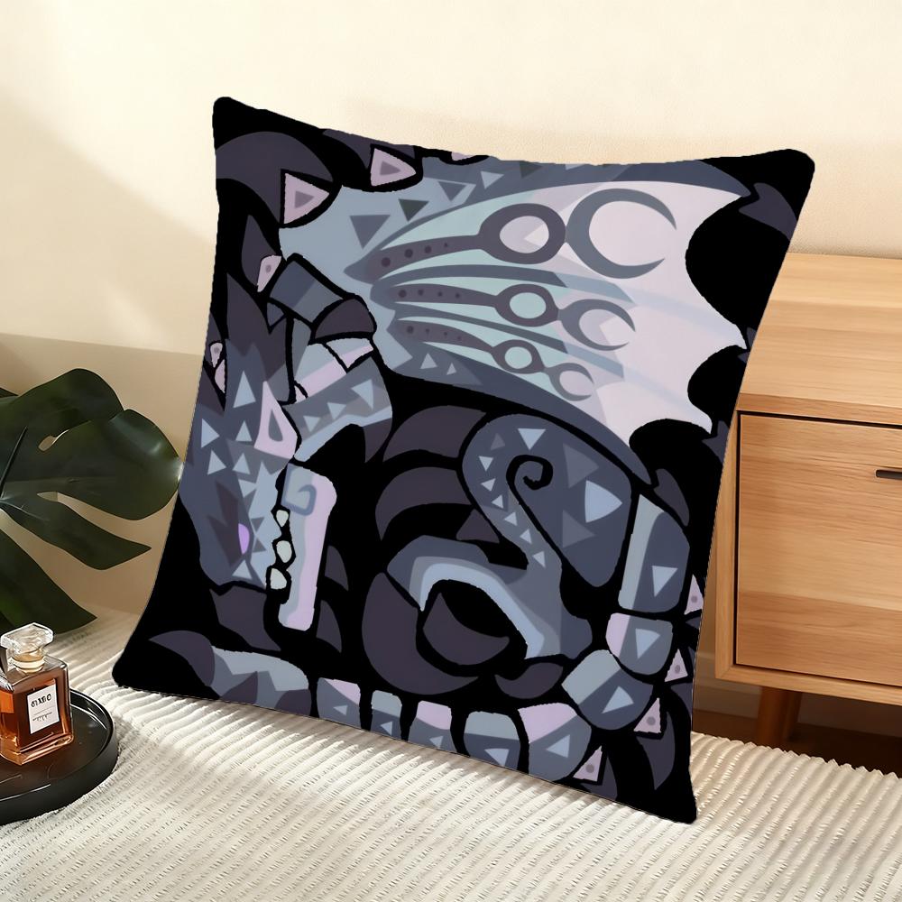 Game Mmonster Hunter Wilds Cushion Cover Soft Short Plush Pillow Cover Smooth Cozy Texture Aesthetic Cushion Case Home Decor