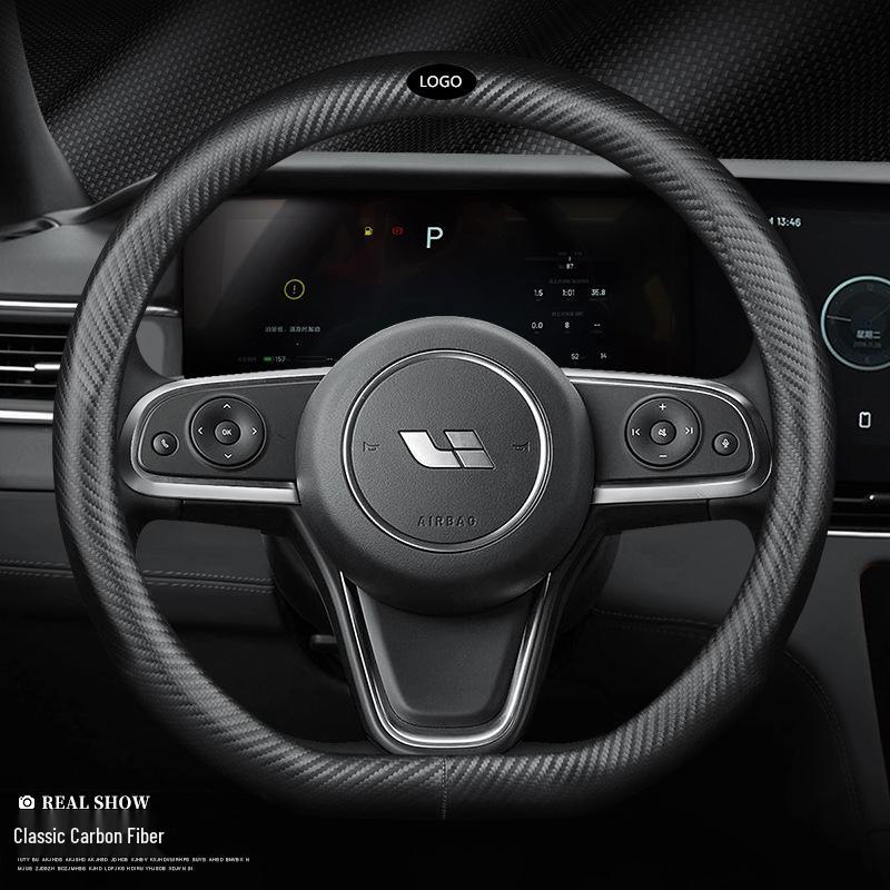 Auto Ideal Handsydd Mockaläder & Kolfiber Rattöverdrag