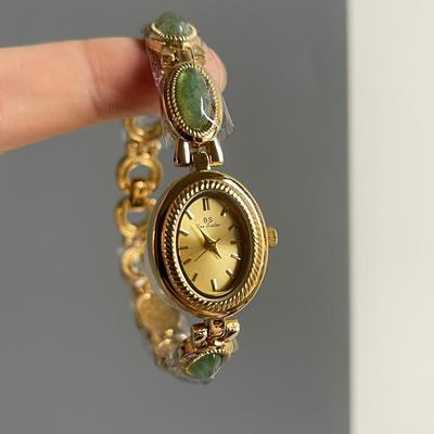 Jade Oval Small Dial Watch Women'S Niche Retro Court Style Bracelet Women'S Watch