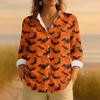 Cămașă Casual cu Mâneci Lungi cu Guler, pentru Femei, cu Nasturi, cu Imprimeu Retro de Halloween