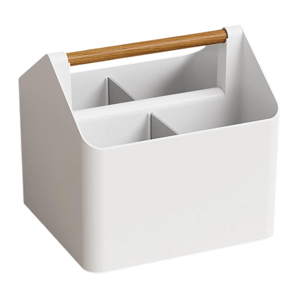 Bärbar Förvaringsorganisatör Mångsidig DIY Uppdelad Korg med Trähantag för Konstmaterial Smink Badrum Skrivbord Kontor