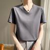 High-Quality Women's V-Neck Short-Sleeve Mercerized Cotton T-Shirt: Non-See-Through, Casual, Sweat-Absorbent, Breathable, Versatile Fit.