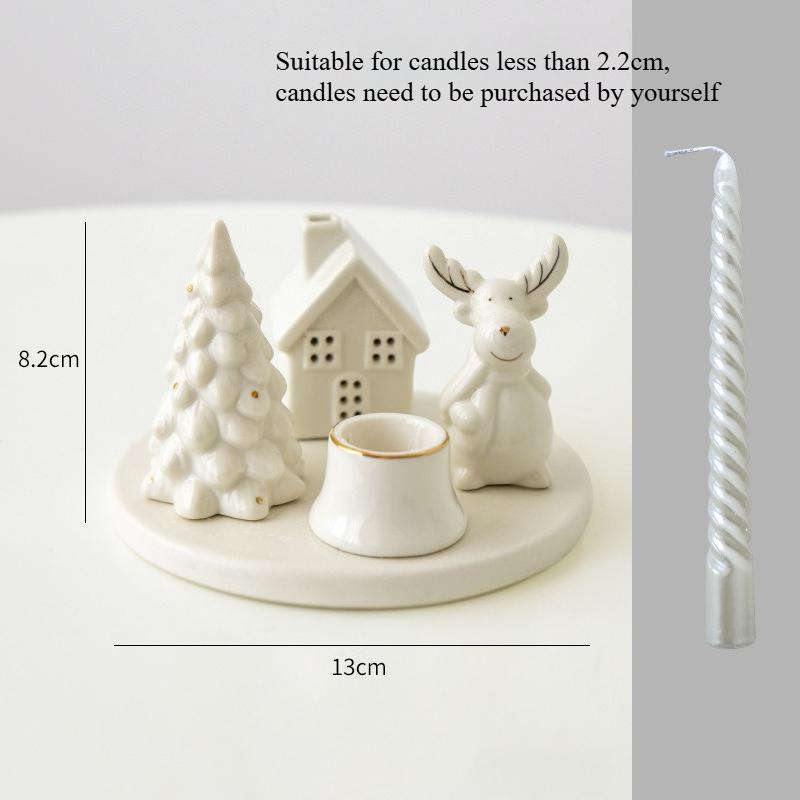 Weihnachtsdekorationen Weihnachtsbaum Schneehaus Elch Kreativer Keramik-Kerzenständer Schreibtischdekoration Ornamente