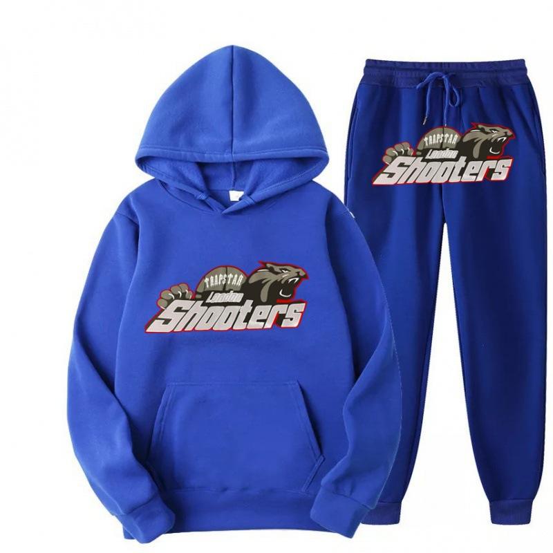 New Men's and Women's Casual Sports Suit, Red and Black Tiger Head Sweater and Sweatpants Suit.