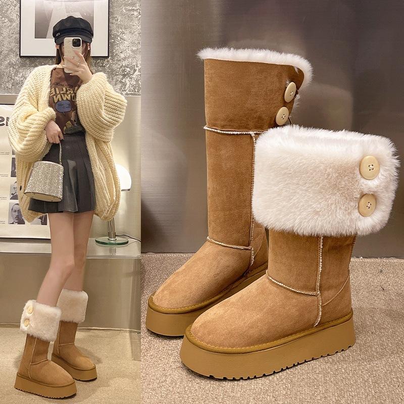 Snow boots, piled and thickened warm small men, new warm thick-soled medium boots in autumn and winter 2025, snow boots