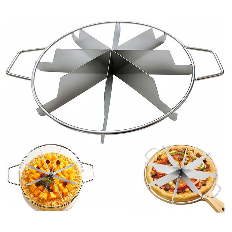 8-Slice Stainless Steel Pie Cutter Press, Circle Pie Cutter With Side Handles, Non Stick Pie Cutting Divider