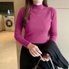 Autumn Winter Women Sweater Korean Fashion Warm Bottoming Shirts Half High Collar Basic Knitwear Solid Long Sleeve Pullovers