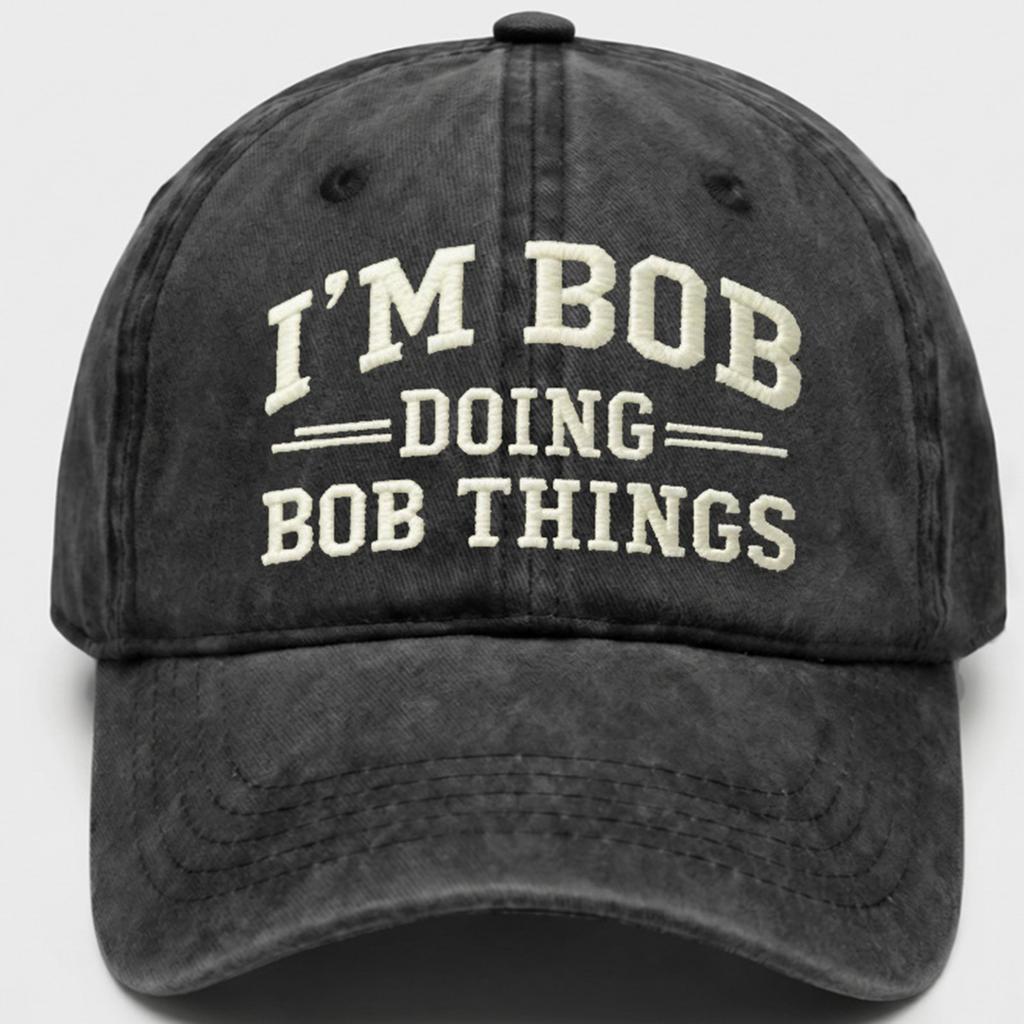 Men's Embroidered Baseball Cap Soft Top Adjustable Strapback Casual Outdoor Hat with Lettering Design Durable Cotton Material