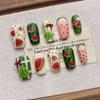 Handmade Press-On Nails Watermelon Cute Style Short Almond Shape Nail Art Women Girls