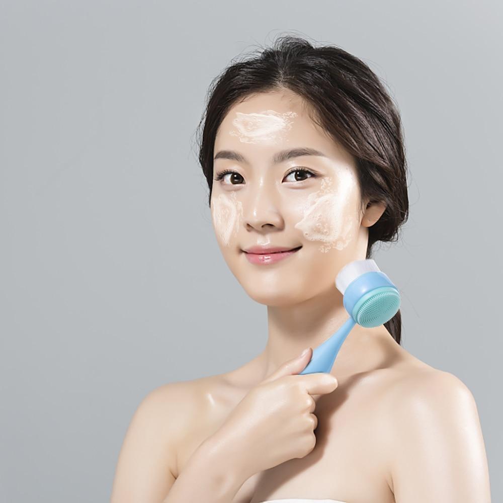 Silicone Facial Cleanser Brush Double Side Portable Face Cleaning Bowling Massage Face Washing Product Skin Care Tool