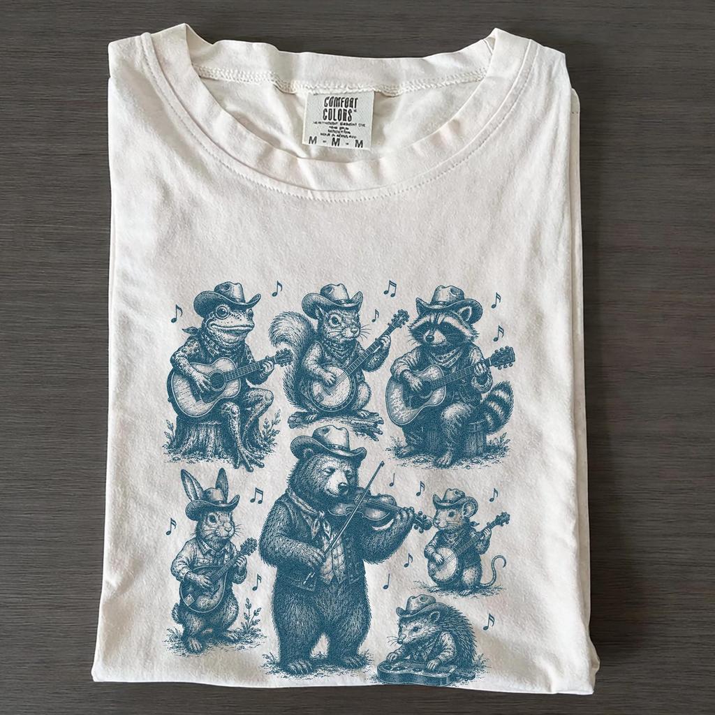 Vintage Animal Band Shirt, Retro Forest Music Tee, Cute Wildlife Musician Gift