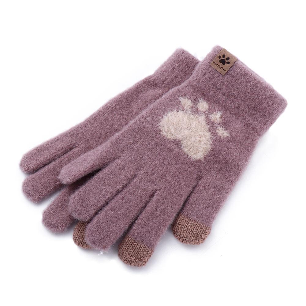 Elastic Knitted Plus Velvet Cat Paw Wool Mittens Female Gloves Driving Gloves Gloves