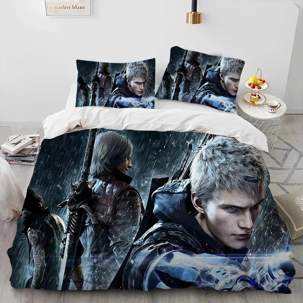 D-Devil May Cry DMC Game Gamer Comforter Bedding Set,Duvet Cover Bed Set Quilt Cover Pillowcase,king Queen Size Bedding Set Kid