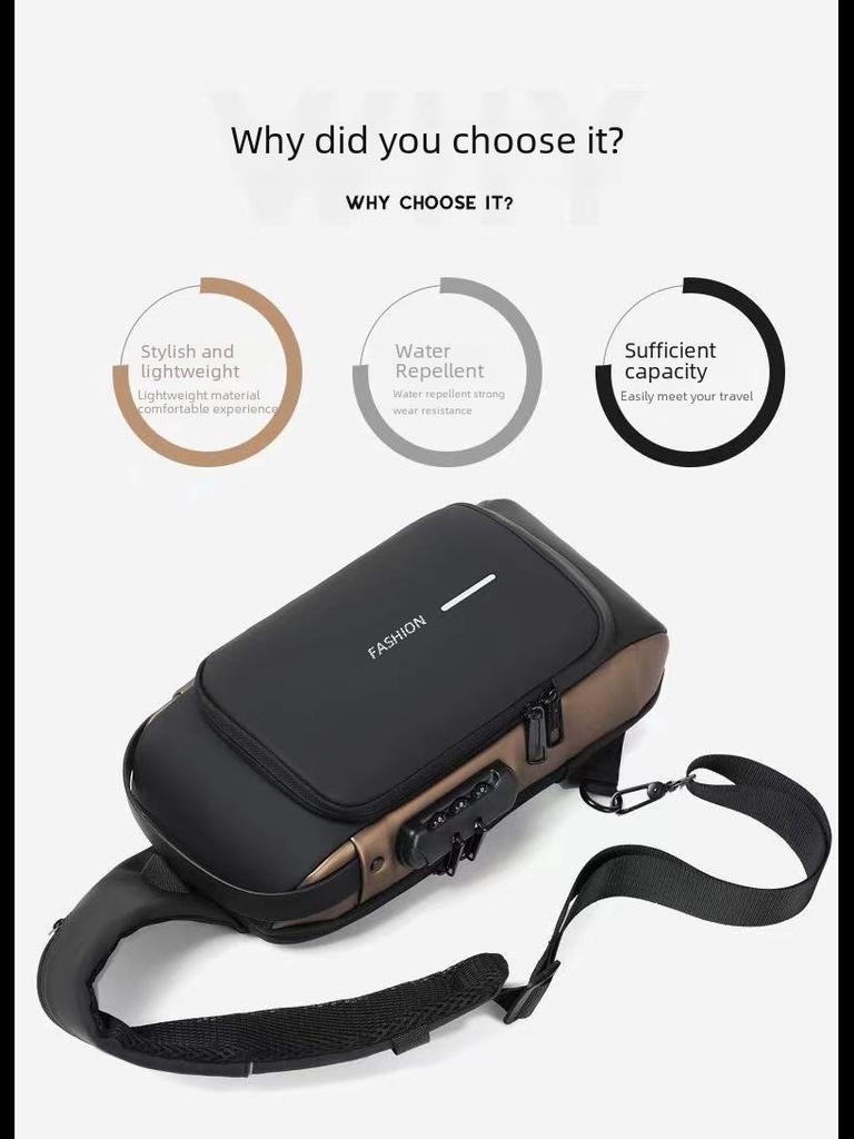 Bandolera de Pecho Antirrobo de Gran Capacidad para Hombre con Cierre de Contraseña - Bolso de Hombro Multifunción para Motocicletas o Uso Casual