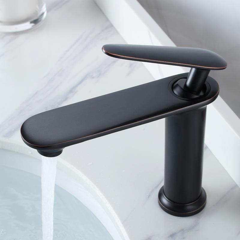 Luxury Bathroom Basin Faucet Deck Mounted Black Chrome Gold Sink Tap Single Hole Water Taps Hot and Cold Basin Mixers