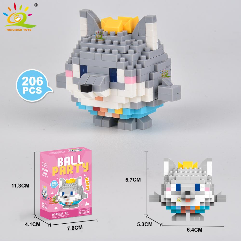 HUIQIBAO MOC Tier Mikro-Baustein Mini Niedlich 3D Diamant Modellstein DIY Stadtbau Spielzeug für Kinder Schreibtischdekoration