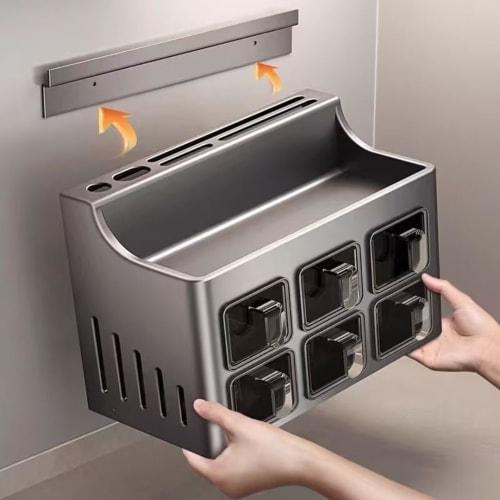 Spice Storage Rack, Wall-Mounted Spice Containers for Salt, Pepper, Sugar, and Spices, Easy Access, No Assembly Required, Household Spice Box, Kitchen