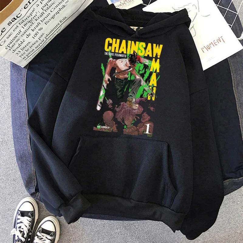 Motorová pila Anime Dámské Mikiny s kapucí s klokaní kapsou Harajuku Dámský Rukáv Pulovr Ležérní Streetwear Oblečení Topy Estetické Oblečení