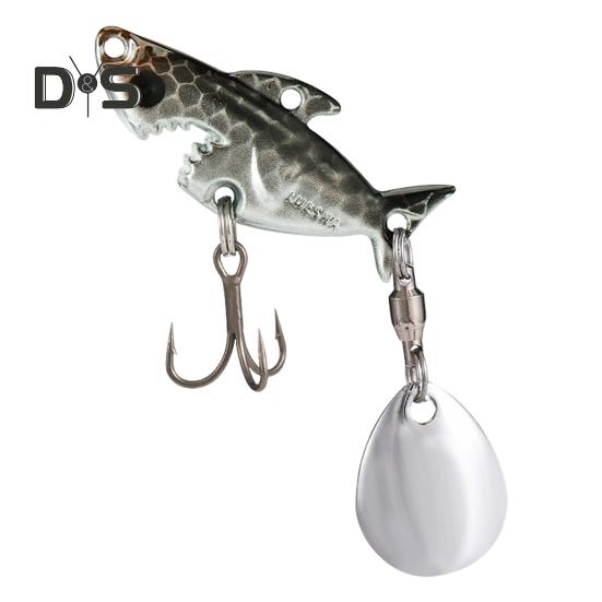 3.8CM/10G Metal Shark Fishing Lure with Spinner Sequin Treble Hooks Long Casting Artificial Hard Bait Freshwater Saltwater Trout Bass Fishing