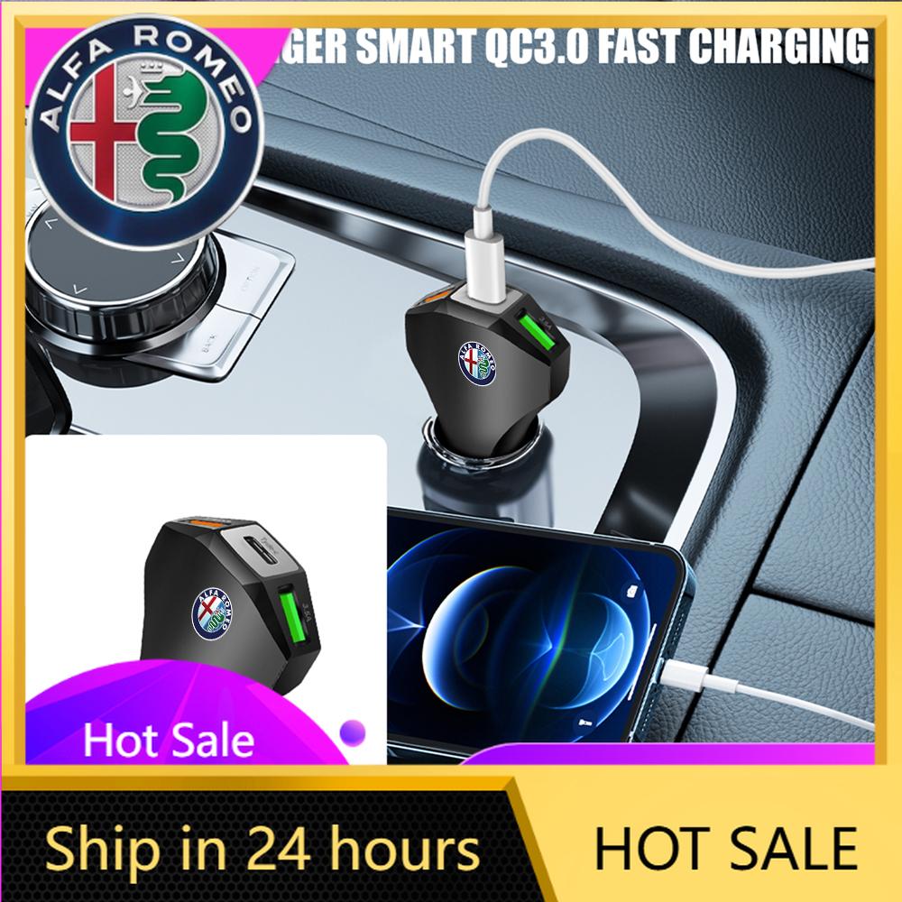 Car Stickers For Alfa Romeo USB Car Charger Type C PD Fast Charging Adapter For Alfa Romeo Giulia Stelvio Giulietta Sportiva 159