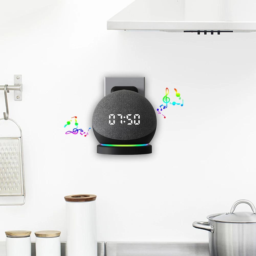 Soporte de pared para altavoz de plástico con gestión de cables, soporte para altavoz inteligente, accesorios para ahorrar espacio para Amazon Echo Dot 5/4
