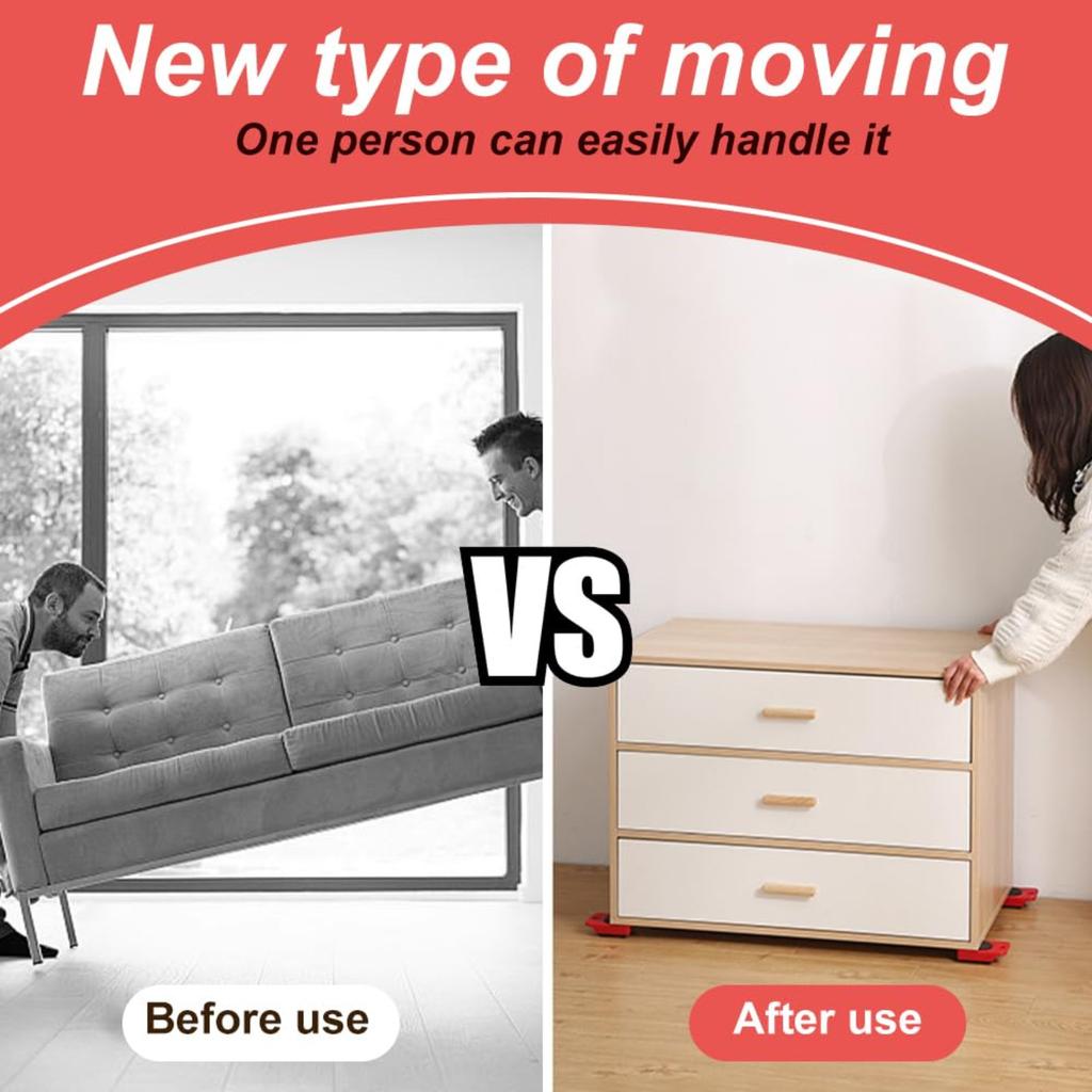 Furniture Lifting And Handling Tool Set, With Adjustable Height Lifting Tool Pole And 4 Wheels, Furniture Handling Cart, Furniture Lift, Mobile Slider