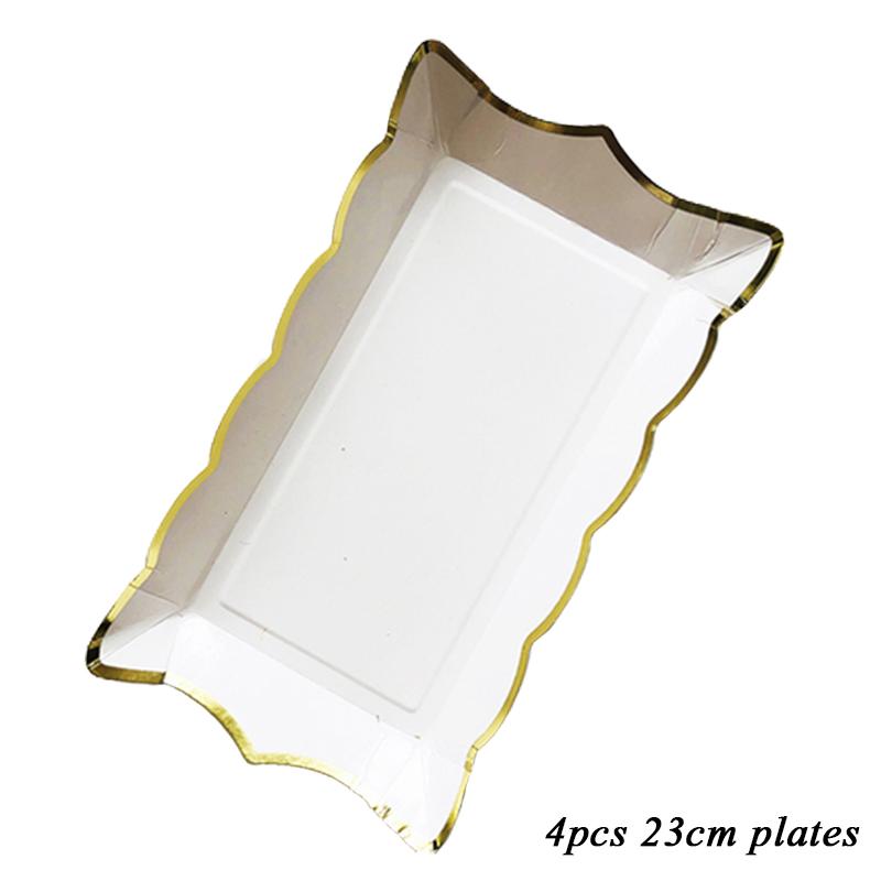 Golden White Disposable Tableware Paper Plates Cups Birthday Baby Shower Decoration Adults Wedding Balloon Set Party Supplies