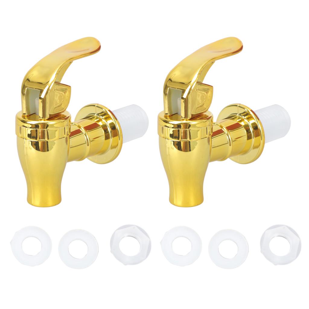 2Pieces Multipurpose Beverages Dispenser Spigot Gold Color Easy To Installion and Hygienic for Various Occasions