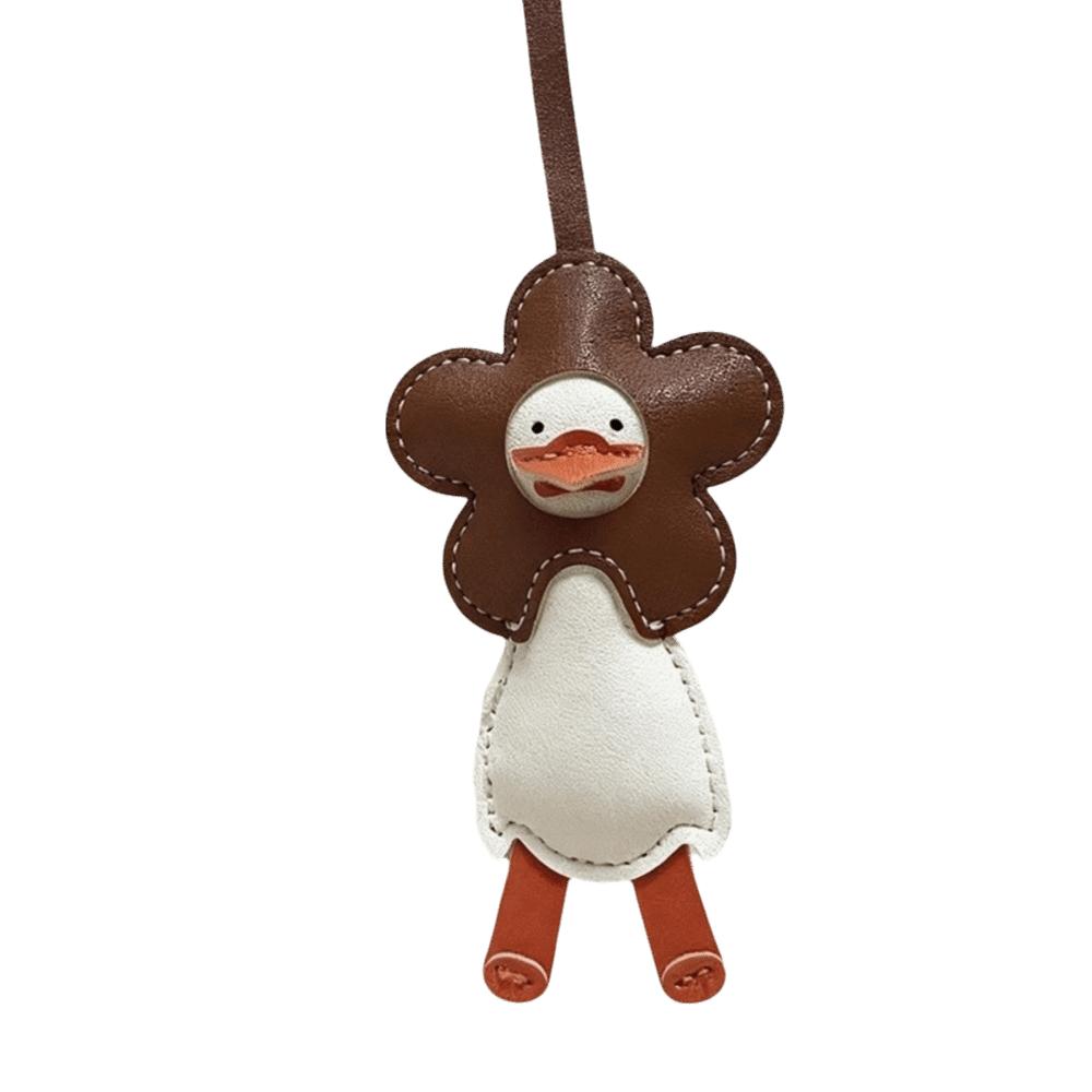 PU Leather Flower Duck Keychain Animal Phone Chain Aesthetic Bag Charm Car Decor